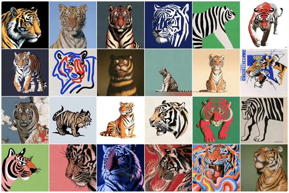 Random styles in Draft — varied aesthetic previews from one prompt seed